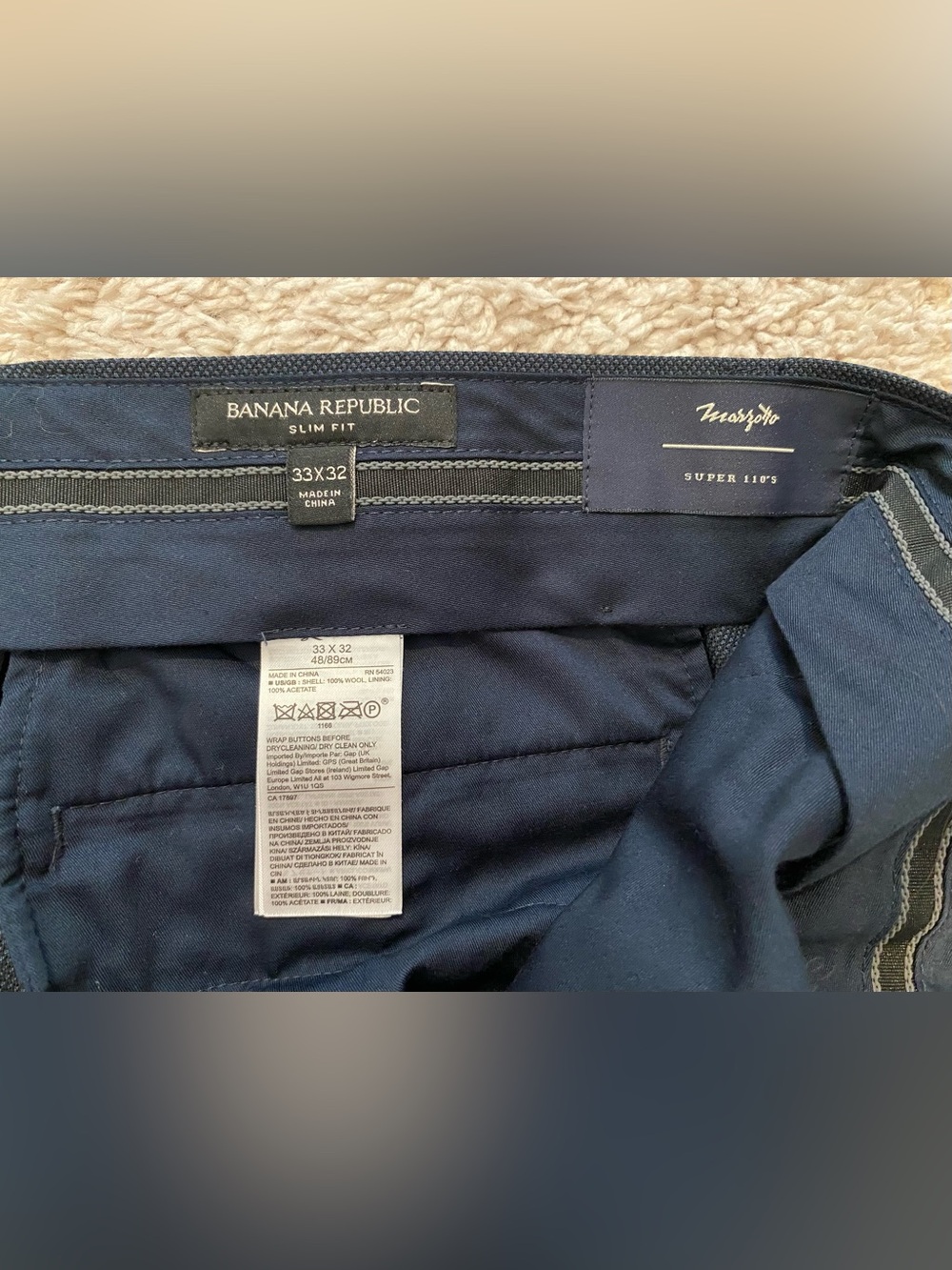 Banana Republic Men's Suit- Marzotto Super 110 Navy Birdseye 40R, 32x32 - Picture 12 of 15